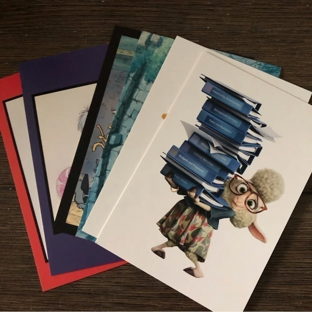 Disney Villains Postcards: Mixed Set 4 pack Aristocats and Zootopia